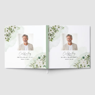 Personalized Celebration of Life Sign Floral Photo Guest Book
