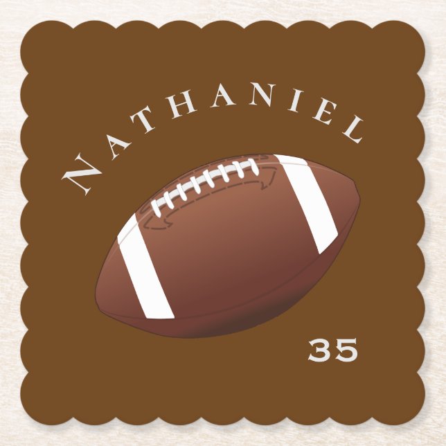 Personalized Celebration Photo and Text Football Paper Coaster (Front)