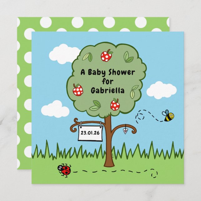 Personalized Celebration Tree Baby Shower Invite (Front/Back)