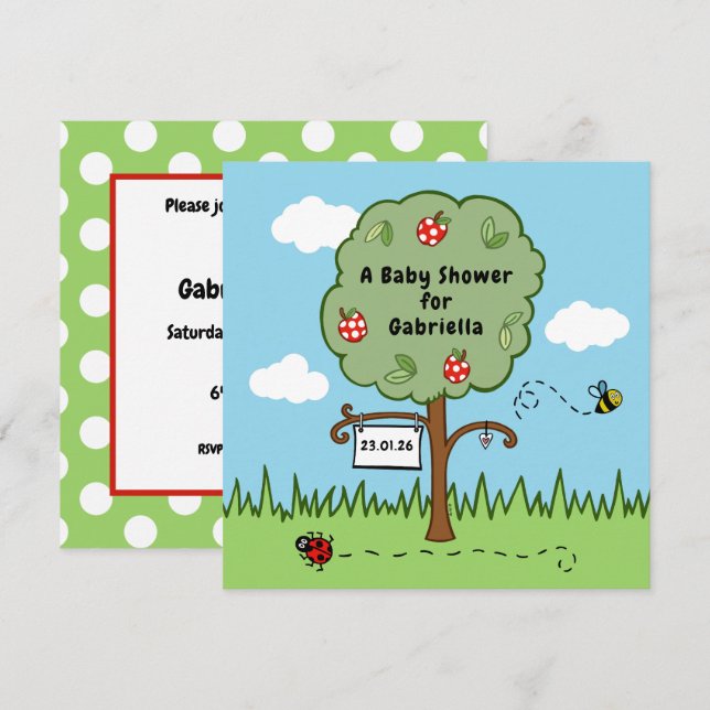 Personalized Celebration Tree Baby Shower Invite (Front/Back)