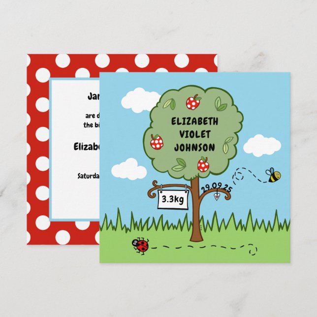 Personalized Celebration Tree Birth Announcement (Front/Back)