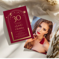 Personalized Celestial 30th Birthday Red Gold