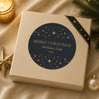 Personalized Celestial Christmas Round Sticker