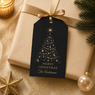 Personalized Celestial Christmas Tree Gift Tag