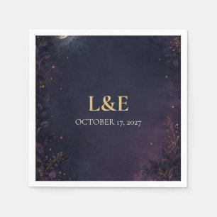 Personalized Celestial Gothic Wedding Cocktail  Napkin