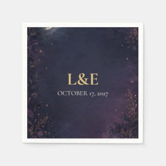 Personalized Celestial Gothic Wedding Cocktail Napkin