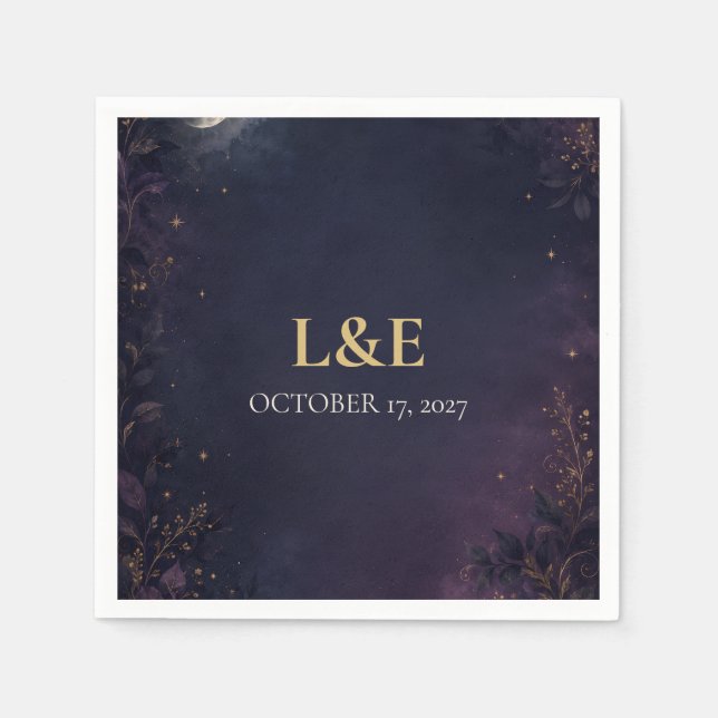 Personalized Celestial Gothic Wedding Cocktail  Napkin (Front)