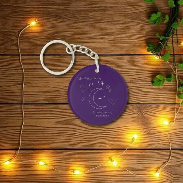 Personalized Celestial Line Art Purple Keychain (Creator Uploaded)