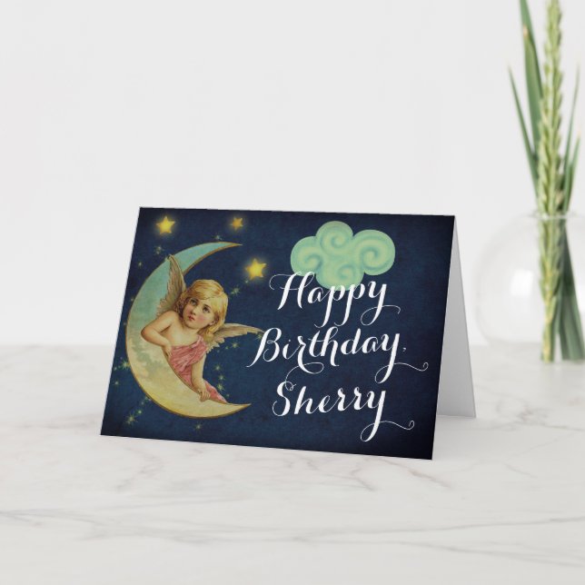 Personalized Celestial Moon Birthday Card (Front)