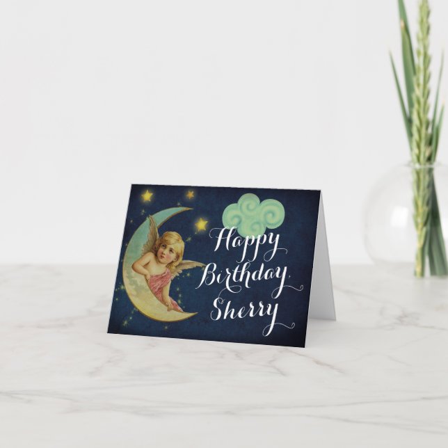 Personalized Celestial Moon Birthday Card (Front)