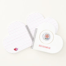 Personalized Celestial Rose Heart Spiral Notebook