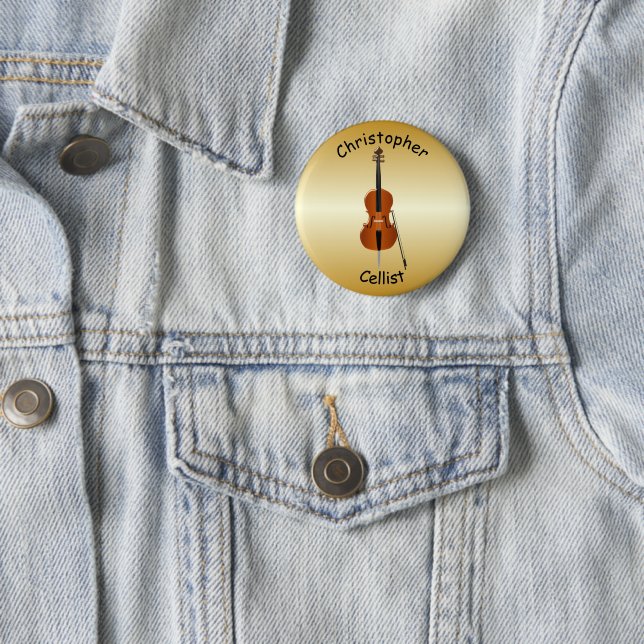 Personalized Cello Design 2 Inch Round Button (In Situ)