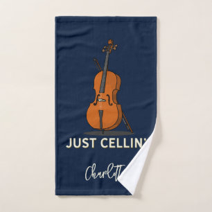 Personalized Cello Script Monogram Musician Hand Towel