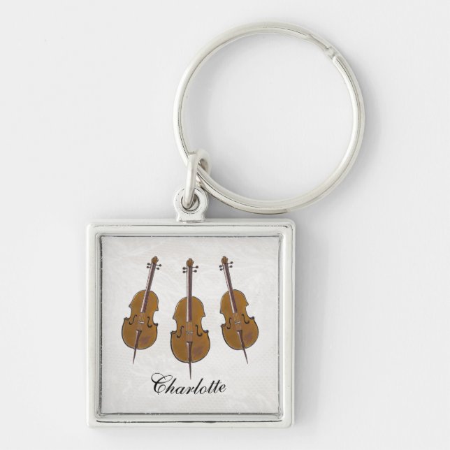 Personalized cello trio gift keychain (Front)
