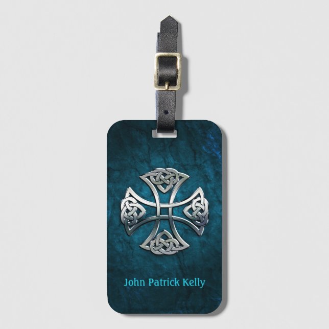 Personalized Celtic Cross Luggage Tag (Front Vertical)