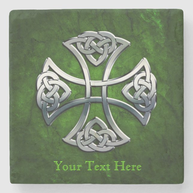Personalized Celtic Cross Stone Coaster (Front)
