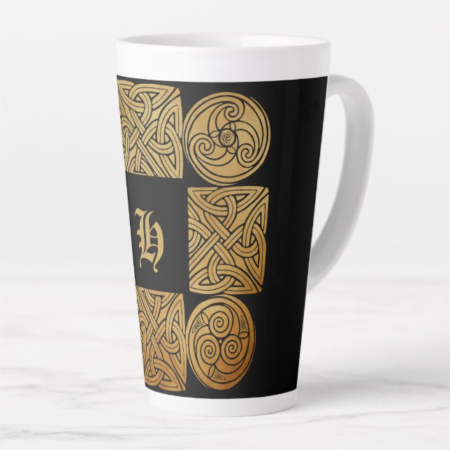 Personalized Celtic Knotwork Cross  Latte Mug (Right Angle)