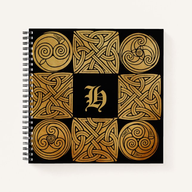 Personalized Celtic Knotwork Cross Spiral Notebook (Front)