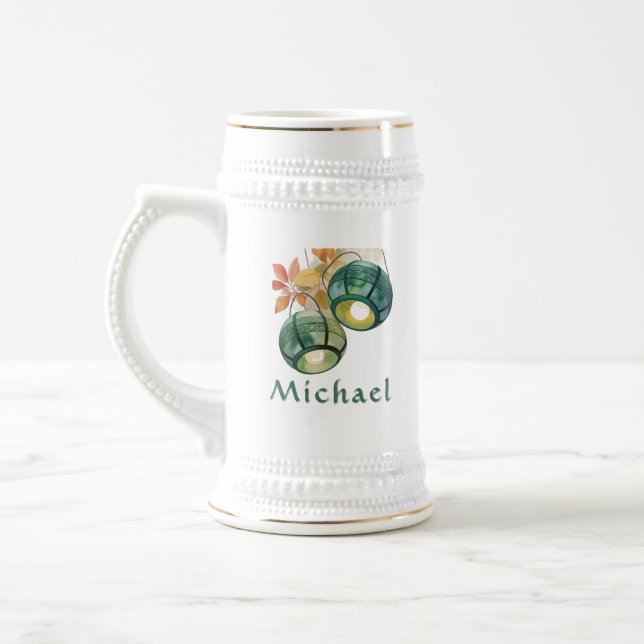 Personalized Celtic Lanterns Irish Beer Stein (Left)