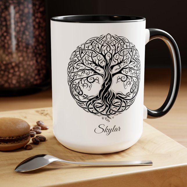 Personalized Celtic Tree Mug, Scottish Gifts Two-Tone Coffee Mug (Creator Uploaded)