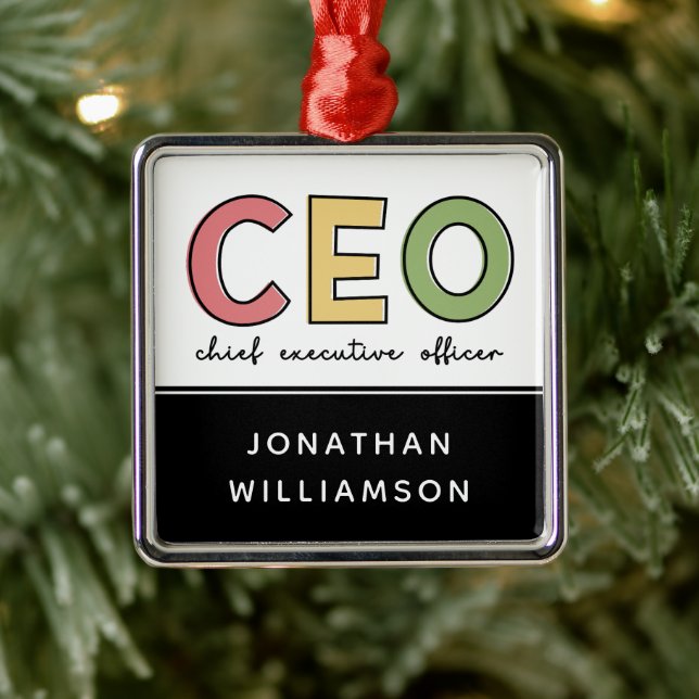 Personalized CEO Chief Executive Officer Boss Gift Metal Ornament (Tree)