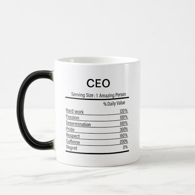 Personalized CEO Nutrition Facts, Nutrition Facts  Magic Mug (Left)