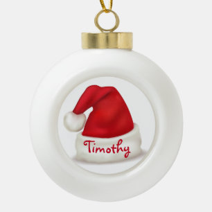 Personalized Ceramic Ball Ornament/Santa Hat Ceramic Ball Christmas Ornament