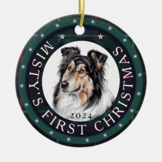 Personalized Ceramic Circle Pet Xmas Tree Ornament