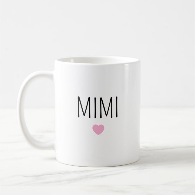 Personalized ceramic cute pink heart Mug for Mimi (Gauche)