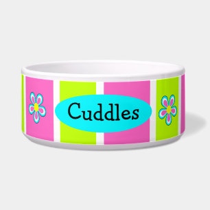 Personalized Ceramic Girl Dog Bowl