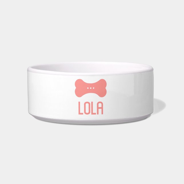Personalized Ceramic Pet Bowl (Flamingo Pink) (Front)