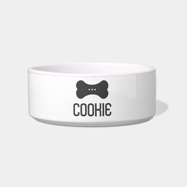Personalized Ceramic Pet Bowl (Shadow Grey) (Front)