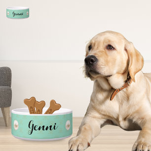 Personalized Ceramic Pet Bowls: Elegant & Large
