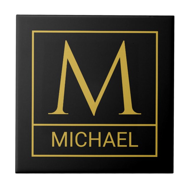 Personalized Ceramic Tile with Initial & Name (Front)