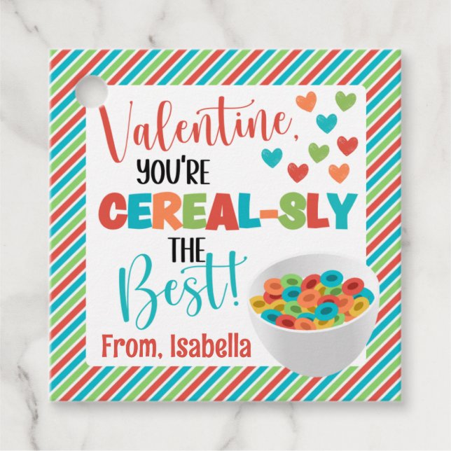 Personalized Cereal Valentine's Day  Favour Tags (Front)
