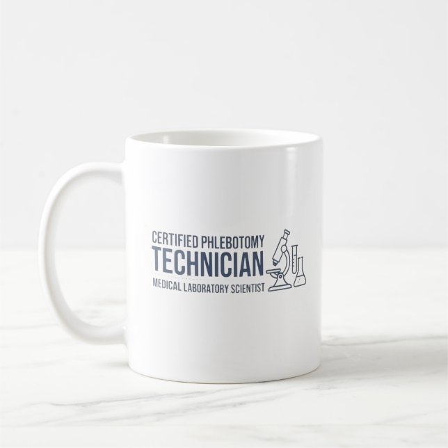 Personalized Certified Phlebotomy Technician Gift Coffee Mug (Left)