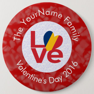 Personalized Chad Red LOVE Flag 6 Inch Round Button