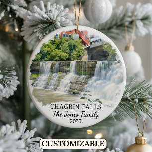 Personalized Chagrin Falls Ornament, Custom Ohio Ceramic Ornament