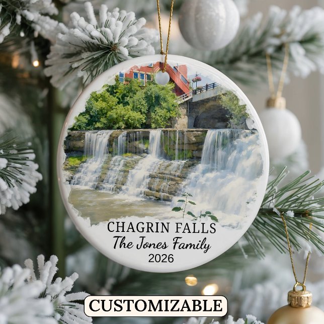 Personalized Chagrin Falls Ornament, Custom Ohio Ceramic Ornament (Creator Uploaded)