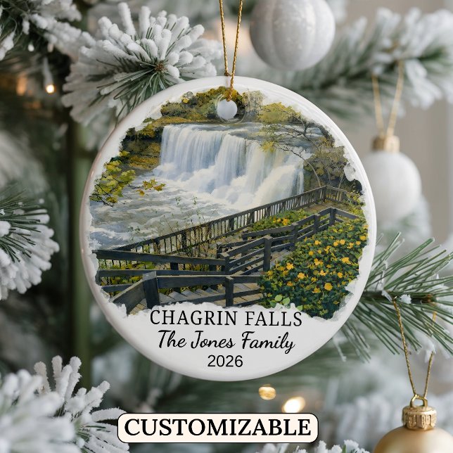 Personalized Chagrin Falls Ornament, Custom Ohio Ceramic Ornament (Creator Uploaded)