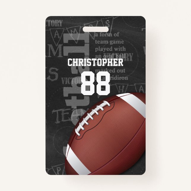 Personalized Chalkboard American Football Badge (Front)