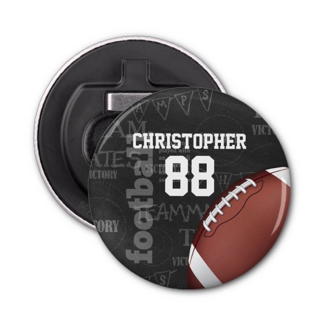 Personalized Chalkboard American Football Bottle Opener (Front)