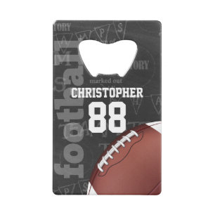 Personalized Chalkboard American Football Credit Card Bottle Opener