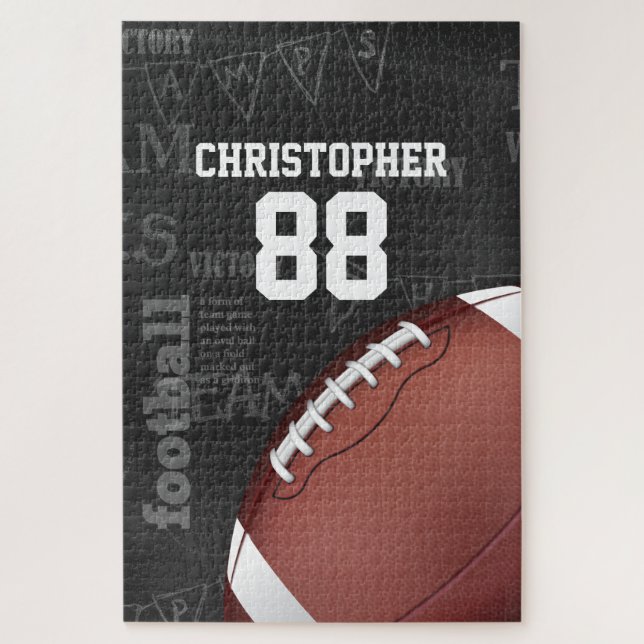 Personalized Chalkboard American Football Jigsaw Puzzle (Vertical)