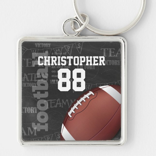 Personalized Chalkboard American Football Keychain (Front)