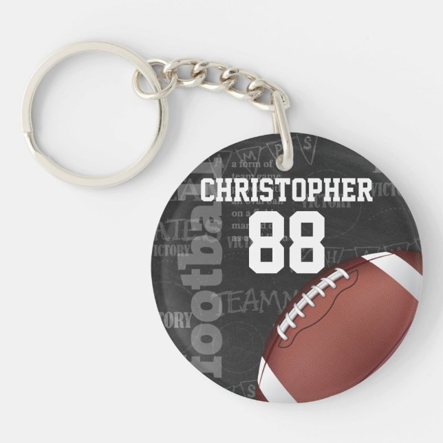 Personalized Chalkboard American Football Keychain (Front)