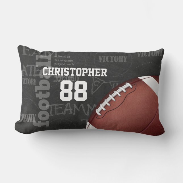 Personalized Chalkboard American Football Lumbar Pillow (Front)