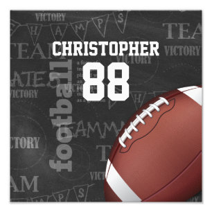Personalized Chalkboard American Football Photo Print