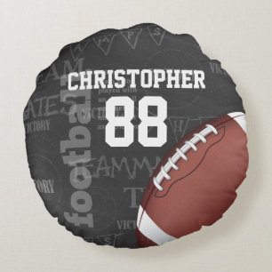 Personalized Chalkboard American Football Round Pillow