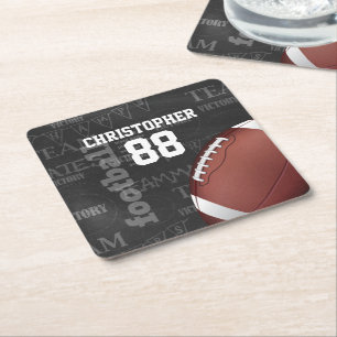 Personalized Chalkboard American Football Square Paper Coaster
